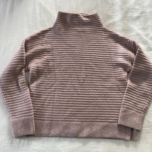 Madewell Ribbed Cowl Neck Sweater in Mauve
